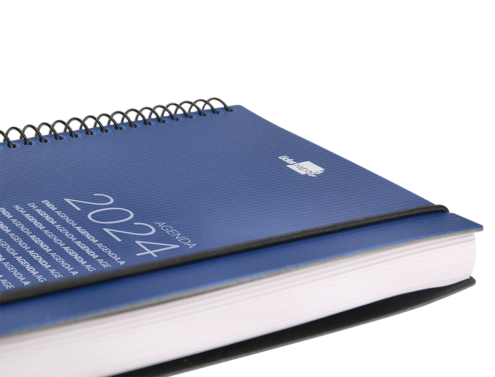 AGENDA ESPIRAL LIDERPAPEL OLBIA 15X21 CM 2024 DIA PAGINA TAPA POLIPROPILENO METALIZADO AZUL PAPEL 60 GR