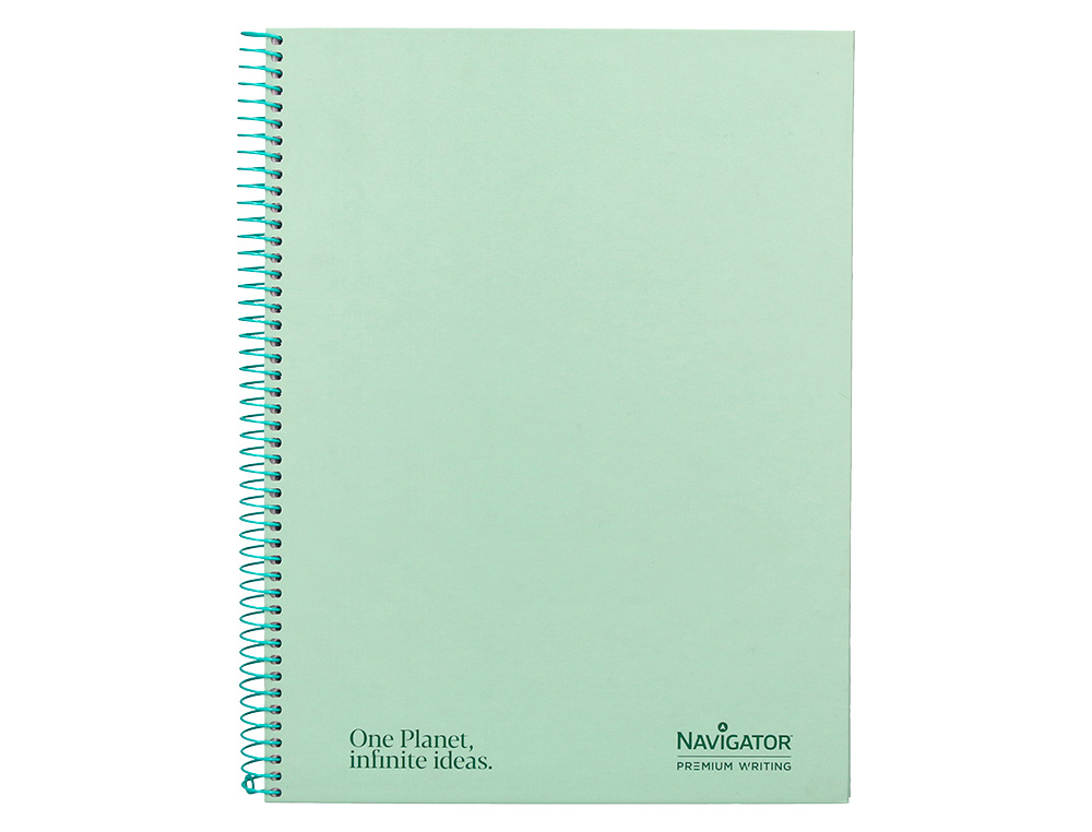 CUADERNO ESPIRAL NAVIGATOR A4 MICRO TAPA FORRADA 120H 80GR CUADRO 5MM 5 BANDAS 4 TALADROS COLOR MENTA