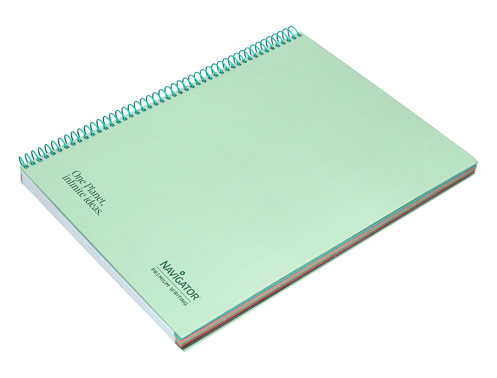 CUADERNO ESPIRAL NAVIGATOR A4 MICRO TAPA FORRADA 120H 80GR CUADRO 5MM 5 BANDAS 4 TALADROS COLOR MENTA