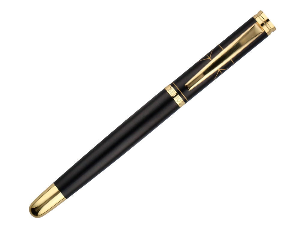 BOLIGRAFO Y ESTUCHE BELIUS SOIREE COLOR NEGRO Y DORADO TINTA AZUL CAJA DE DISEO