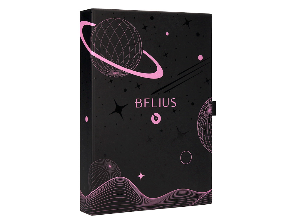 PLUMA Y FUNDA DE SIMILPIEL BELIUS SPACE B COLOR MINIMALISTA ROSA TINTA AZUL CAJA DE DISEO