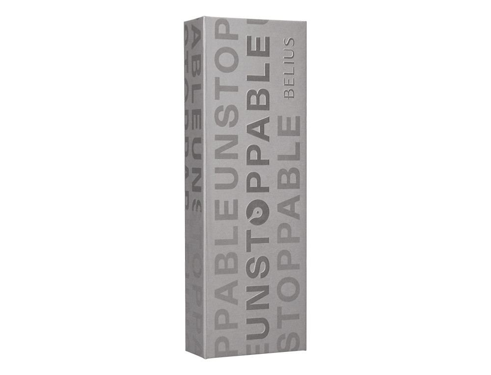 ROLLER BELIUS UNSTOPPABLE COLOR PLATEADO TINTA NEGRA CAJA DE DISEO