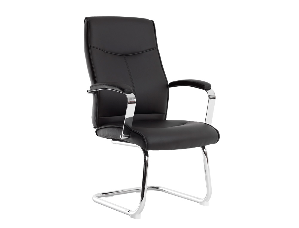 SILLA Q-CONNECT ESCRITORIO MOD ENA SIMIL PIEL BASE METALICA ALT MAX 1050 ANC 630 PROF 650 COLOR NEGRO