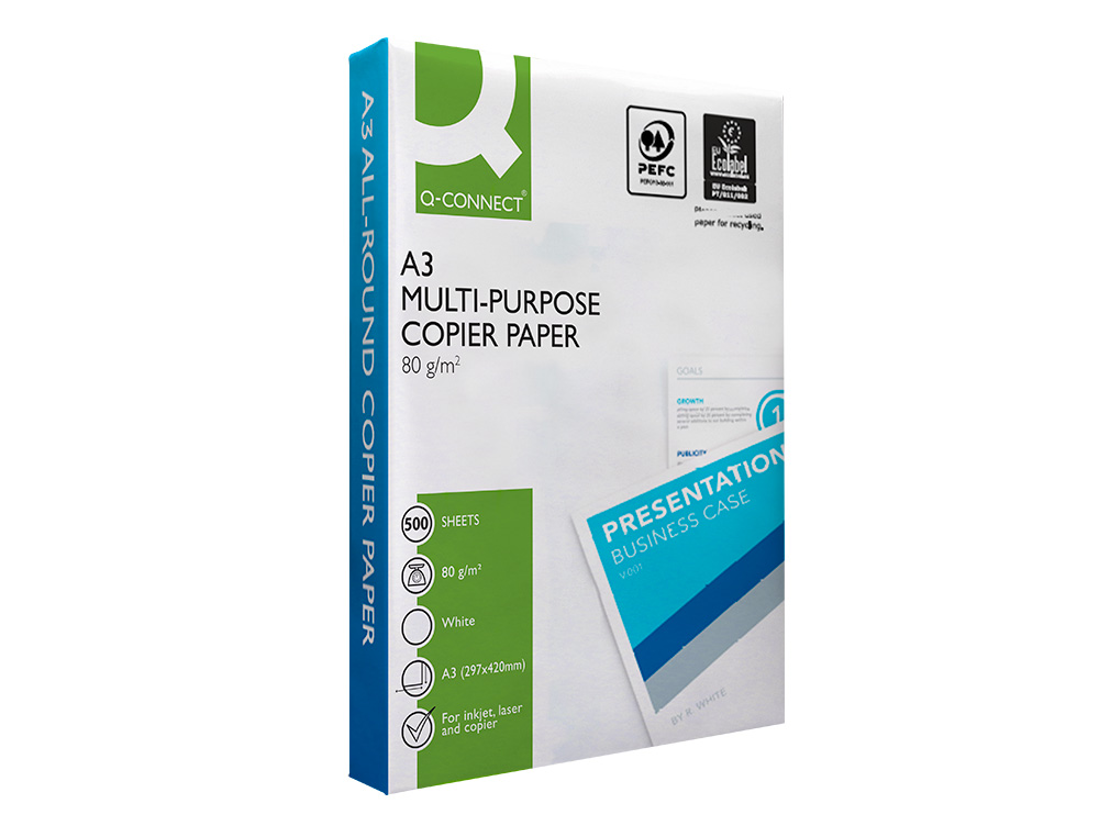 PAPEL FOTOCOPIADORA Q-CONNECT ECONOMY DIN A3 80 GRAMOS PAQUETE DE 500 HOJAS