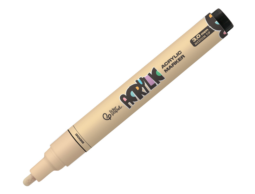 ROTULADOR LIDERPAPEL ACRYLIC BASE AGUA TODO TIPO DE SUPERFICIE PUNTA REDONDA 3 MM BEIGE