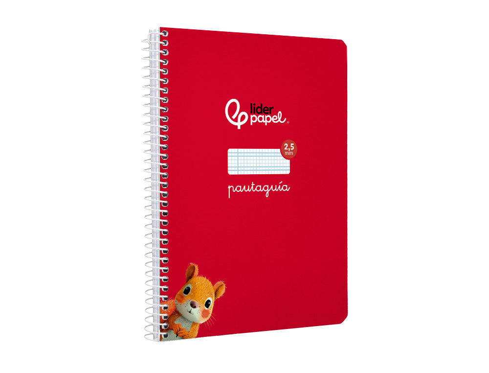 CUADERNO ESPIRAL LIDERPAPEL A5 PAUTAGUIA TAPA BLANDA 40H 75GR CUADRO PAUTADO 2,5MM COLOR ROJO