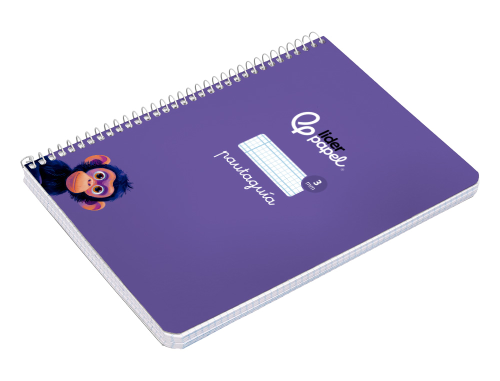 CUADERNO ESPIRAL LIDERPAPEL A5 PAUTAGUIA TAPA BLANDA 40H 75GR CUADRO PAUTADO 3MM COLOR LILA