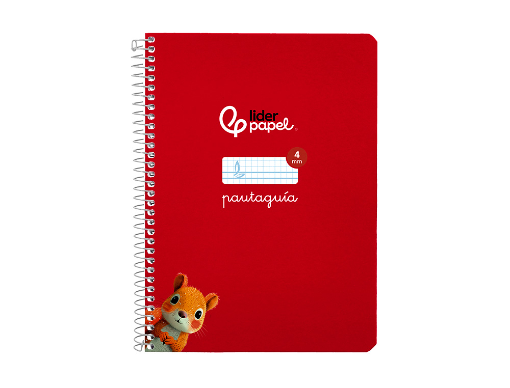 CUADERNO ESPIRAL LIDERPAPEL A5 PAUTAGUIA TAPA BLANDA 40H 75GR CUADRO PAUTADO 4MM COLOR ROJO