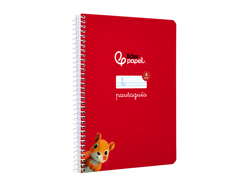 CUADERNO ESPIRAL LIDERPAPEL A5 PAUTAGUIA TAPA BLANDA 40H 75GR CUADRO PAUTADO 4MM COLOR ROJO