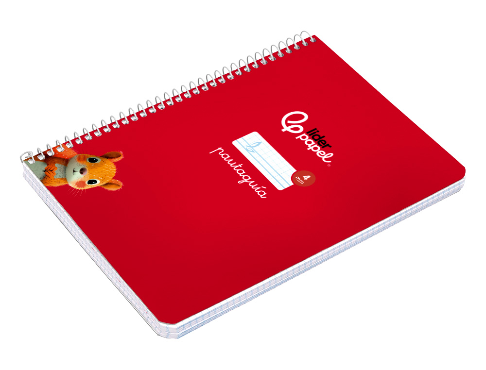CUADERNO ESPIRAL LIDERPAPEL A5 PAUTAGUIA TAPA BLANDA 40H 75GR CUADRO PAUTADO 4MM COLOR ROJO
