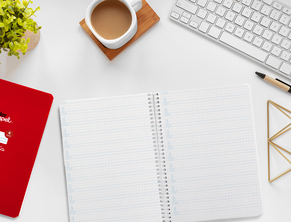 CUADERNO ESPIRAL LIDERPAPEL A5 PAUTAGUIA TAPA BLANDA 40H 75GR CUADRO PAUTADO 4MM COLOR ROJO