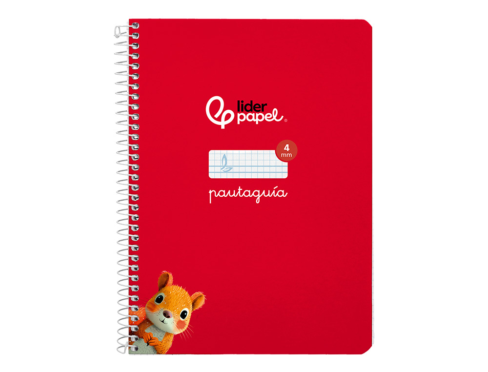 CUADERNO ESPIRAL LIDERPAPEL A5 PAUTAGUIA TAPA DURA 80H 90GR CUADRO PAUTADO 4MM COLOR ROJO