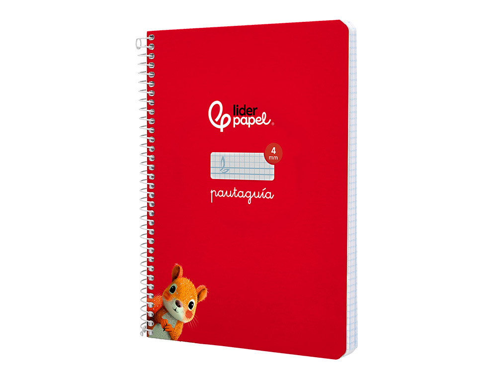 CUADERNO ESPIRAL LIDERPAPEL A5 PAUTAGUIA TAPA DURA 80H 90GR CUADRO PAUTADO 4MM COLOR ROJO