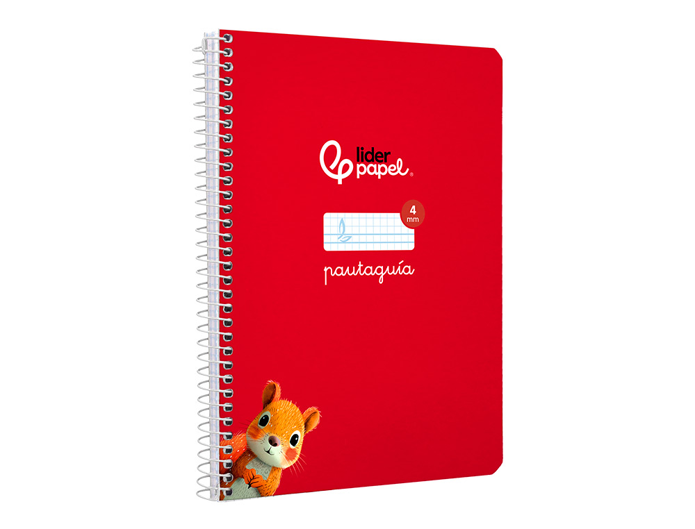 CUADERNO ESPIRAL LIDERPAPEL A5 PAUTAGUIA TAPA DURA 80H 90GR CUADRO PAUTADO 4MM COLOR ROJO