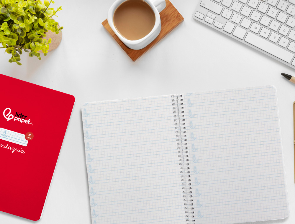 CUADERNO ESPIRAL LIDERPAPEL A5 PAUTAGUIA TAPA DURA 80H 90GR CUADRO PAUTADO 4MM COLOR ROJO