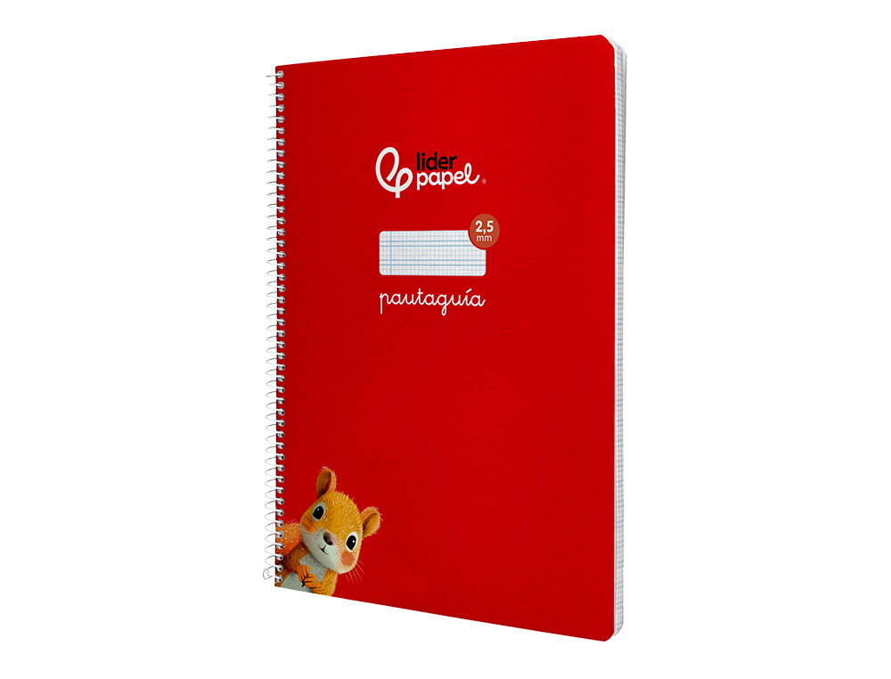 CUADERNO ESPIRAL LIDERPAPEL A4 PAUTAGUIA TAPA BLANDA 80H 75 GR CUADRO PAUTADO 2,5MM COLOR ROJO