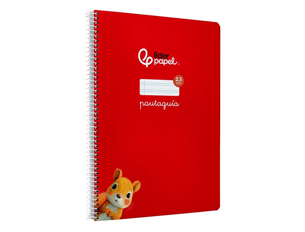 CUADERNO ESPIRAL LIDERPAPEL A4 PAUTAGUIA TAPA BLANDA 80H 75 GR CUADRO PAUTADO 2,5MM COLOR ROJO