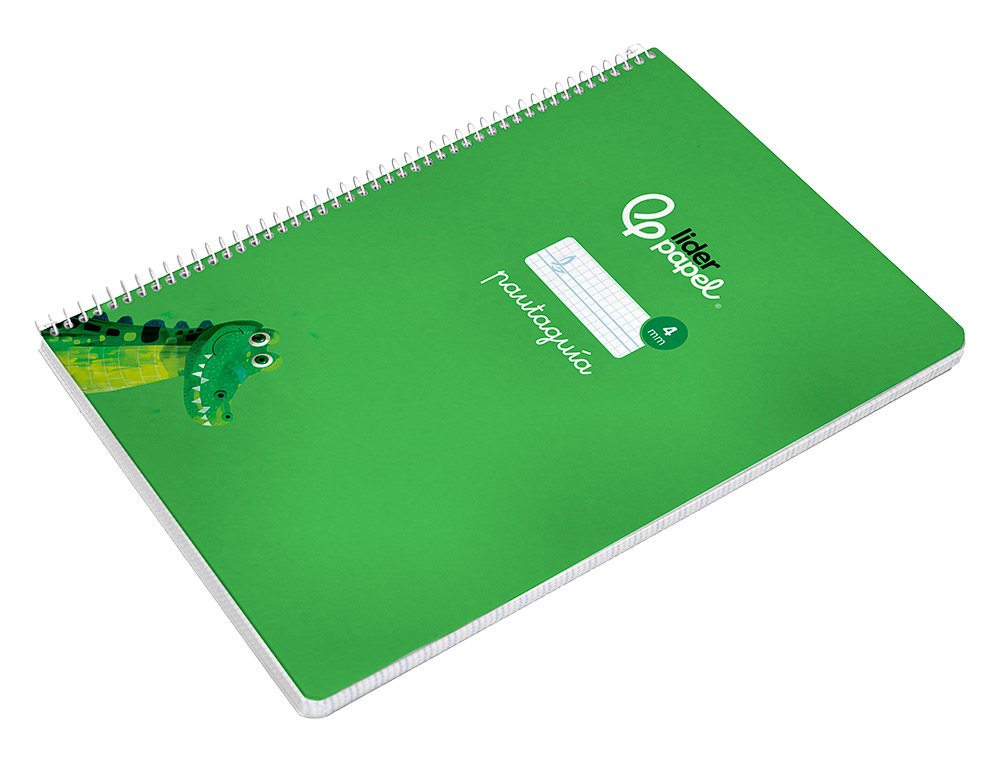 CUADERNO ESPIRAL LIDERPAPEL A4 PAUTAGUIA TAPA BLANDA 80H 75GR CUADRO PAUTADO 4MM COLOR VERDE