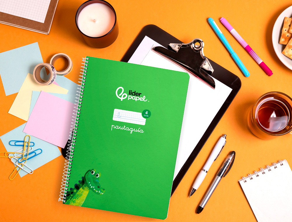 CUADERNO ESPIRAL LIDERPAPEL A4 PAUTAGUIA TAPA BLANDA 80H 75GR CUADRO PAUTADO 4MM COLOR VERDE