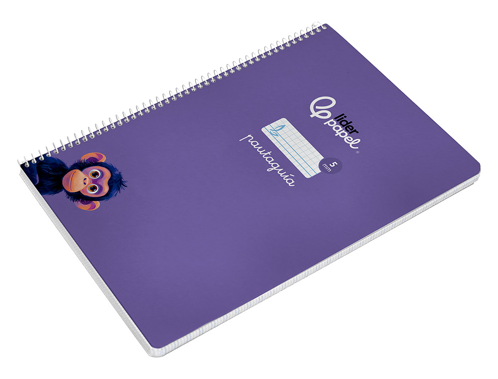 CUADERNO ESPIRAL LIDERPAPEL A4 PAUTAGUIA TAPA BLANDA 80H 75GR CUADRO PAUTADO 5MM COLOR LILA