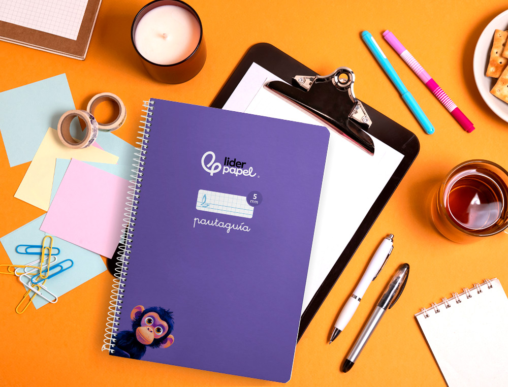 CUADERNO ESPIRAL LIDERPAPEL A4 PAUTAGUIA TAPA BLANDA 80H 75GR CUADRO PAUTADO 5MM COLOR LILA