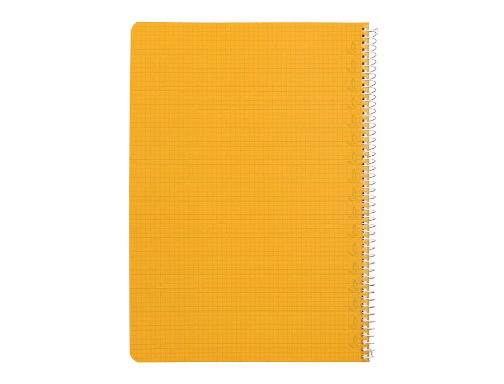CUADERNO ESPIRAL LIDERPAPEL A4 PAUTAGUIA TAPA PLASTICO 80H 90GR CUADRO PAUTADO 4MM CON MARGEN COLOR AMARILLO
