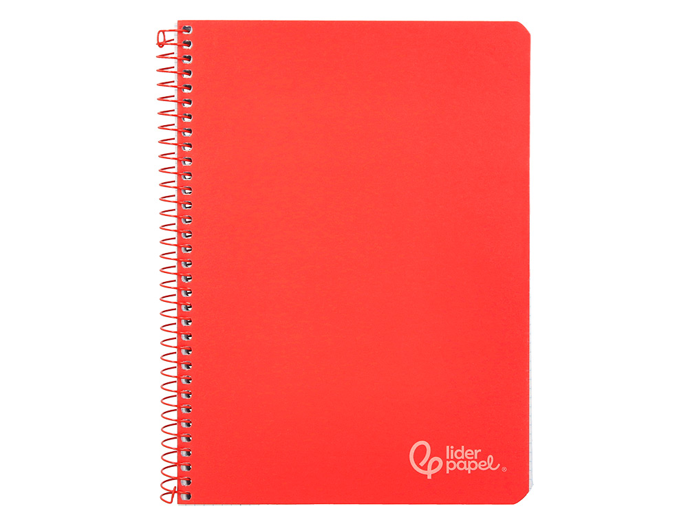CUADERNO ESPIRAL LIDERPAPEL A5 WITTY TAPA DURA 80H 90GR CUADRO 4MM CON MARGEN COLOR ROJO