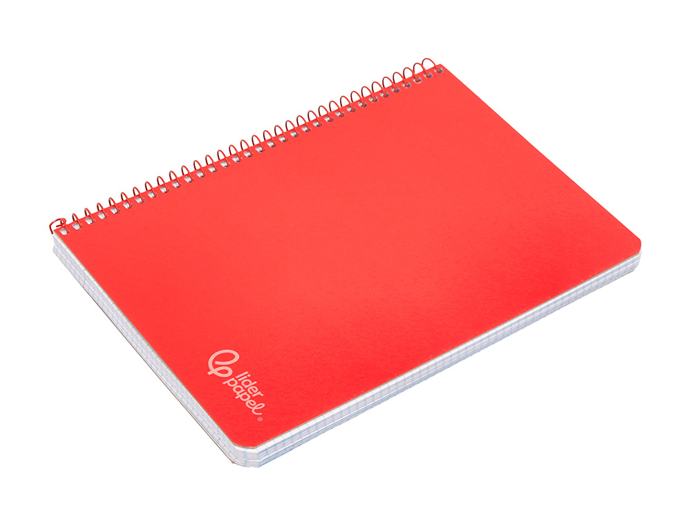 CUADERNO ESPIRAL LIDERPAPEL A5 WITTY TAPA DURA 80H 90GR CUADRO 4MM CON MARGEN COLOR ROJO