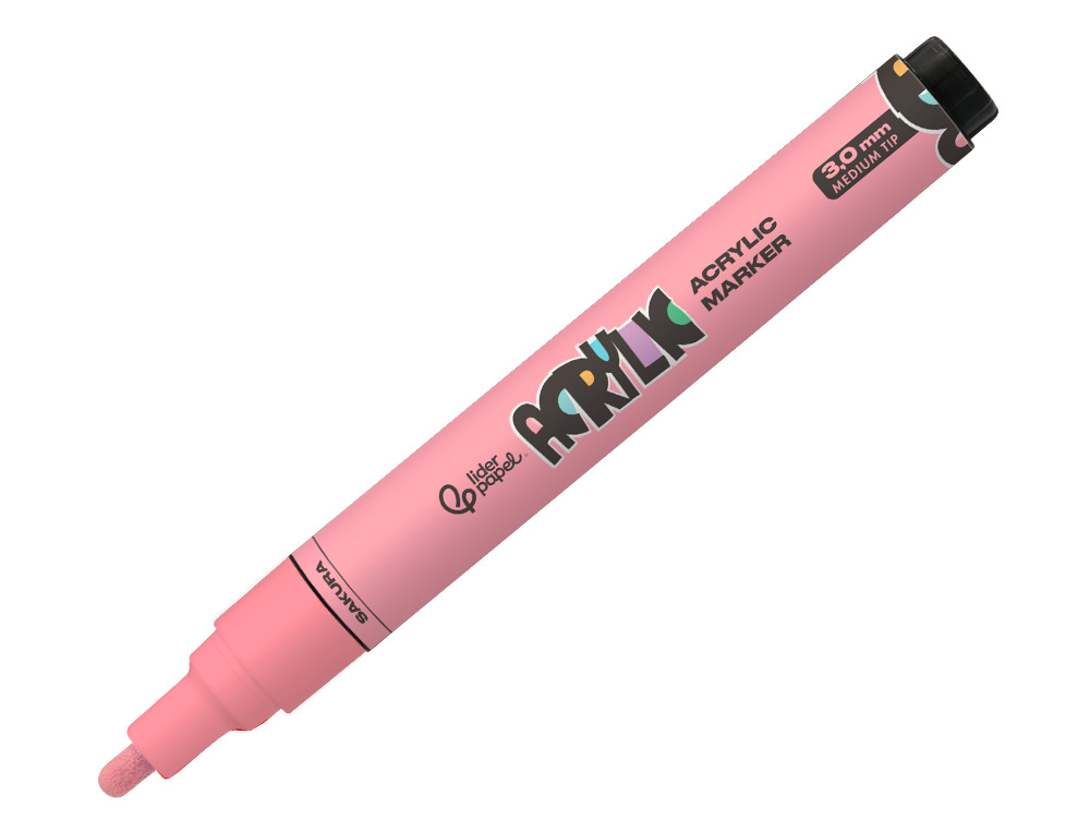 ROTULADOR LIDERPAPEL ACRYLIC BASE AGUA TODO TIPO DE SUPERFICIE PUNTA REDONDA 3 MM ROSA SAKURA
