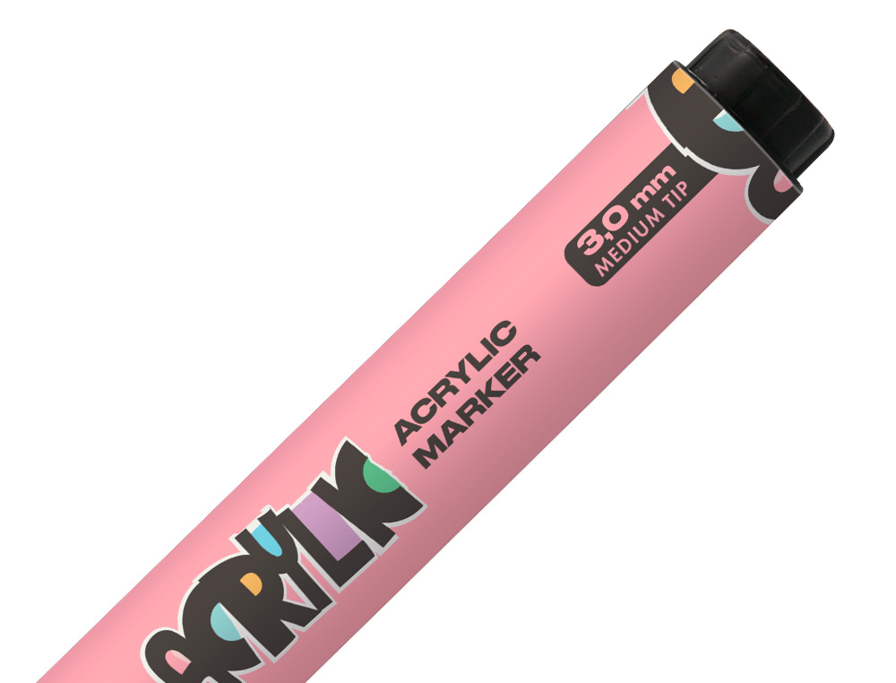 ROTULADOR LIDERPAPEL ACRYLIC BASE AGUA TODO TIPO DE SUPERFICIE PUNTA REDONDA 3 MM ROSA SAKURA