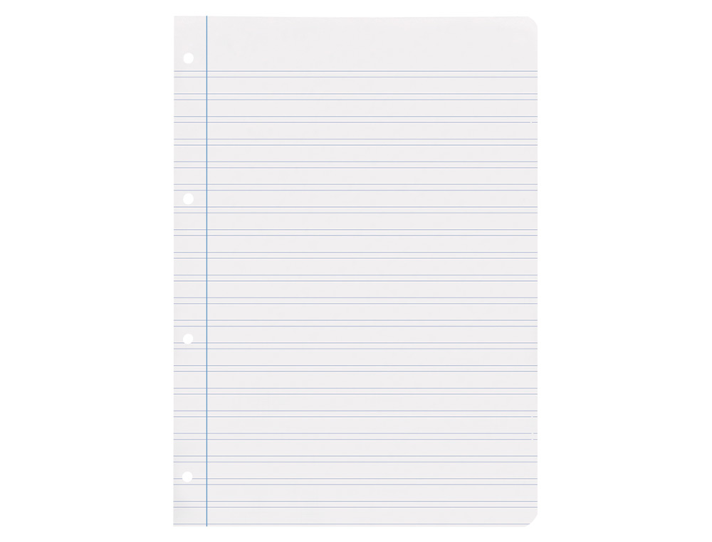 RECAMBIO LIDERPAPEL DIN A4 100 HOJAS 75 GR PAUTA 4 3.5MM CON MARGEN 4 TALADROS
