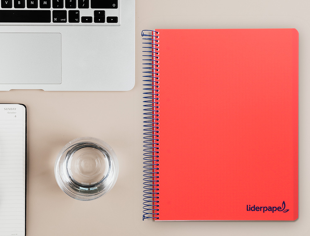 CUADERNO ESPIRAL LIDERPAPEL A4 MICRO WONDER TAPA PLASTICO 120H 90GR HORIZONTAL 5 BANDAS 4 TALADROS COLORES