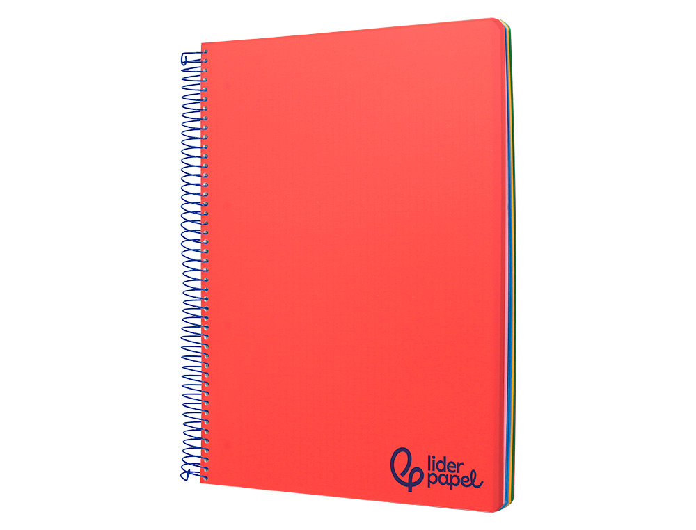 CUADERNO ESPIRAL LIDERPAPEL A4 MICRO WONDER TAPA PLASTICO 120H 90GR HORIZONTAL 5 BANDAS 4 TALADROS COLORES