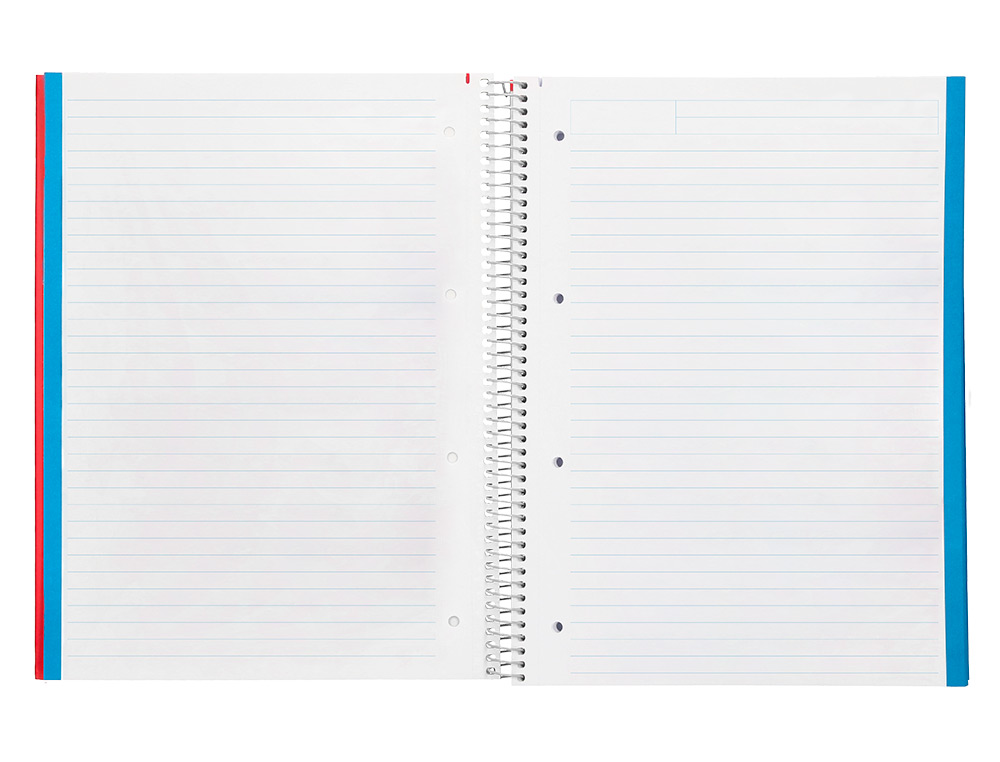 CUADERNO ESPIRAL LIDERPAPEL A4 MICRO WONDER TAPA PLASTICO 120H 90GR HORIZONTAL 5 BANDAS 4 TALADROS COLORES