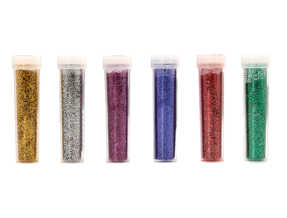 PURPURINA LIDERPAPEL BIODEGRADABLE FANTASIA BOTE 6 GR COLORES METALICOS SURTIDOS BLISTER DE 6 UNIDADES