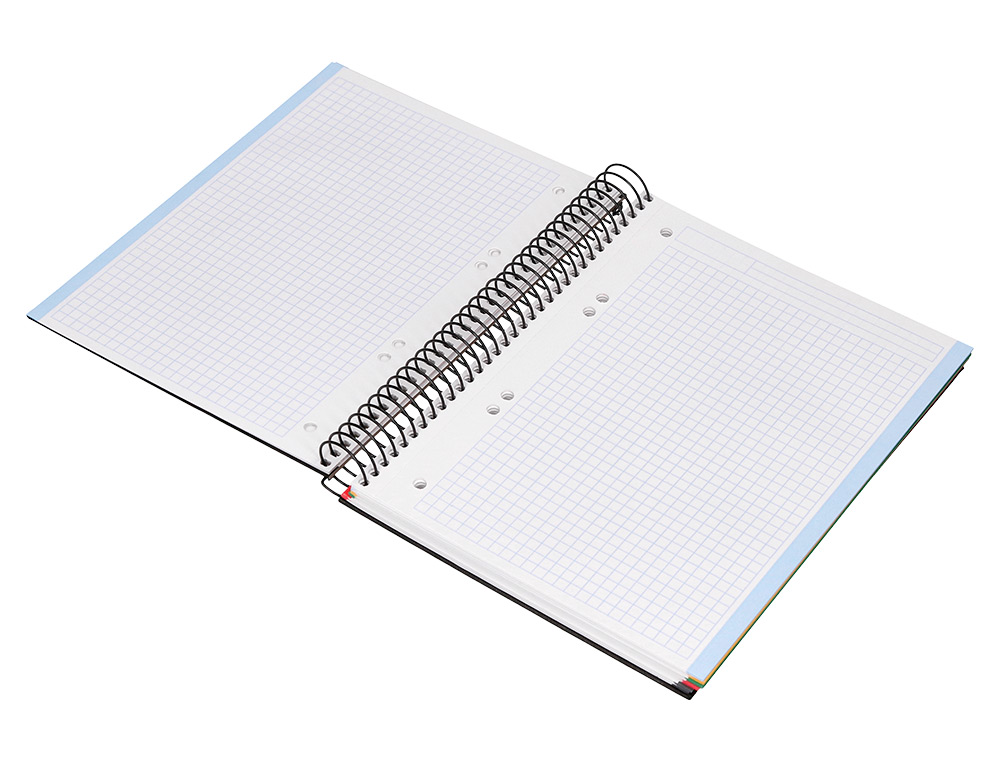 CUADERNO ESPIRAL LIDERPAPEL A5 MICRO PAPERCOAT TAPA FORRADA 140H 75GR CUADRO5MM 5 BANDA S 6 TALADROS NEGRO