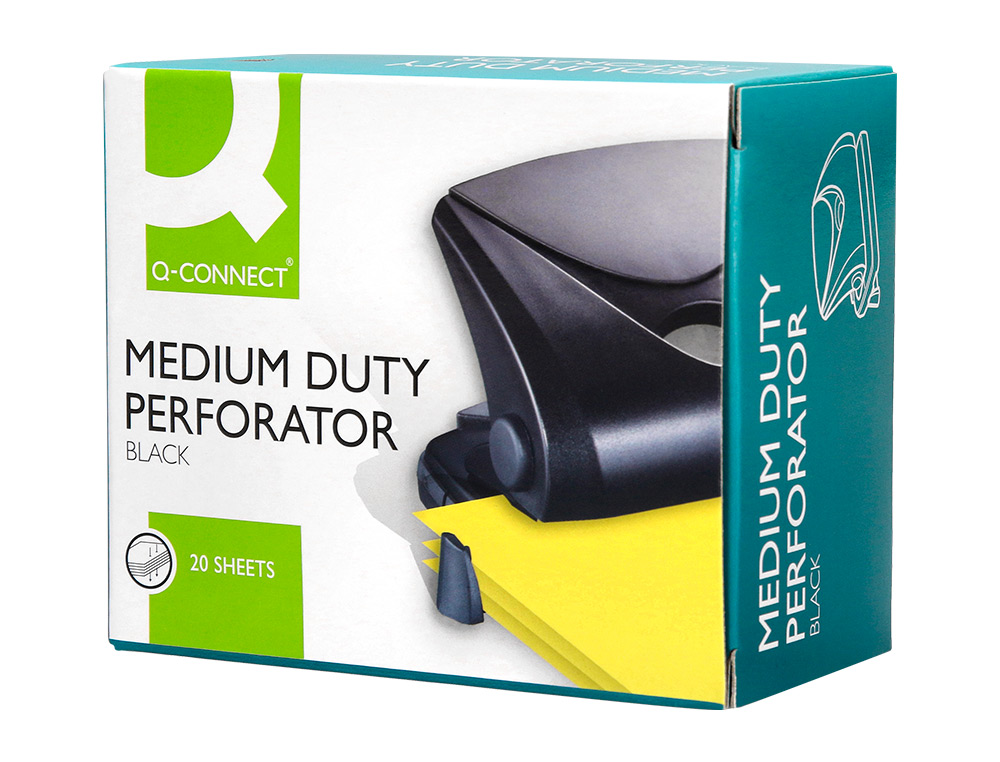 TALADRADOR Q-CONNECT KF01234 NEGRO ABERTURA 2 MM CAPACIDAD 20 HOJAS