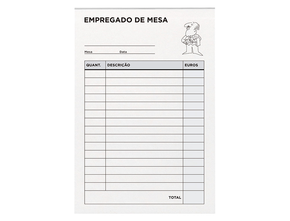 TALONARIO LIDERPAPEL CAMARERO OCTAVO SIN IVA 202 DUPLICADO TEXTO EN PORTUGUES