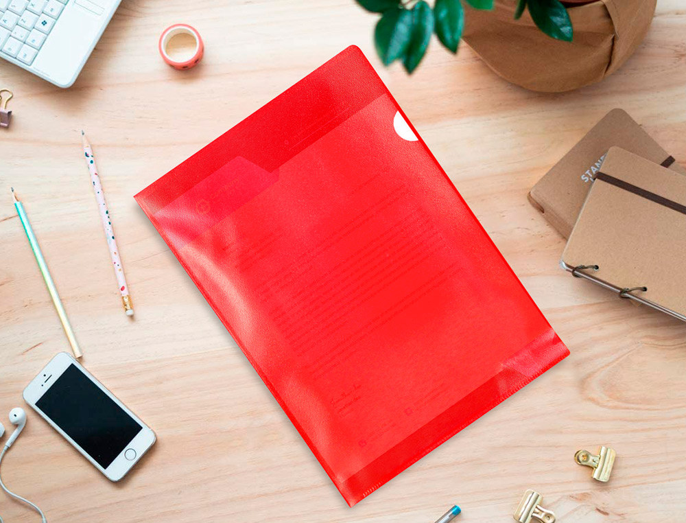 CARPETA DOSSIER UERO PLASTICO Q-CONNECT DIN A4 120 MICRAS ROJA CAJA DE 100 UNIDADES