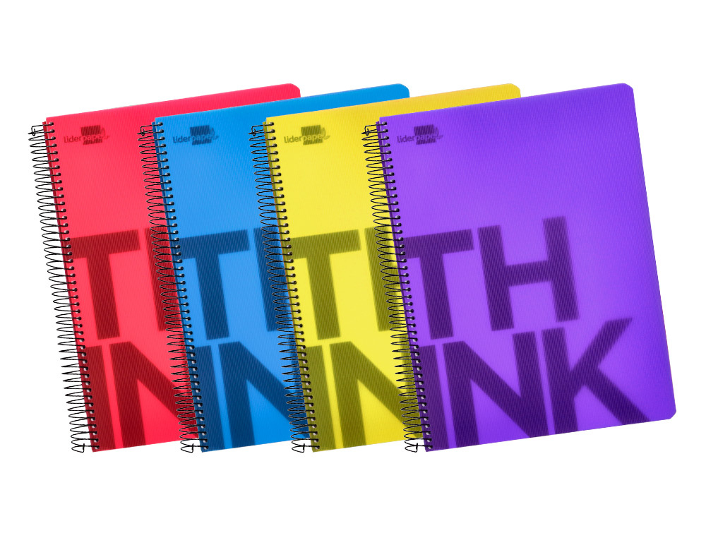 CUADERNO ESPIRAL LIDERPAPEL A4 MICRO THINK TAPA PLASTICO 140H 80GR CUADRO 5MM 5 BANDAS 4 TALADROS 4