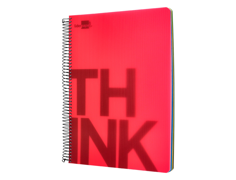 CUADERNO ESPIRAL LIDERPAPEL A4 MICRO THINK TAPA PLASTICO 140H 80GR CUADRO 5MM 5 BANDAS 4 TALADROS 4