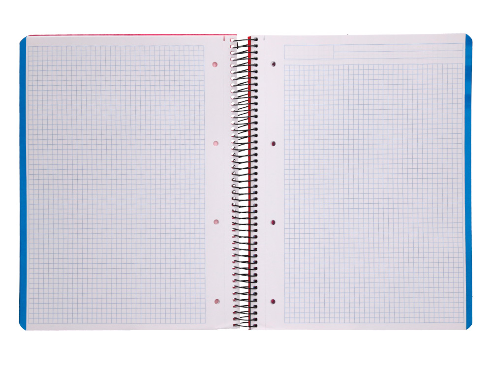 CUADERNO ESPIRAL LIDERPAPEL A4 MICRO THINK TAPA PLASTICO 140H 80GR CUADRO 5MM 5 BANDAS 4 TALADROS 4