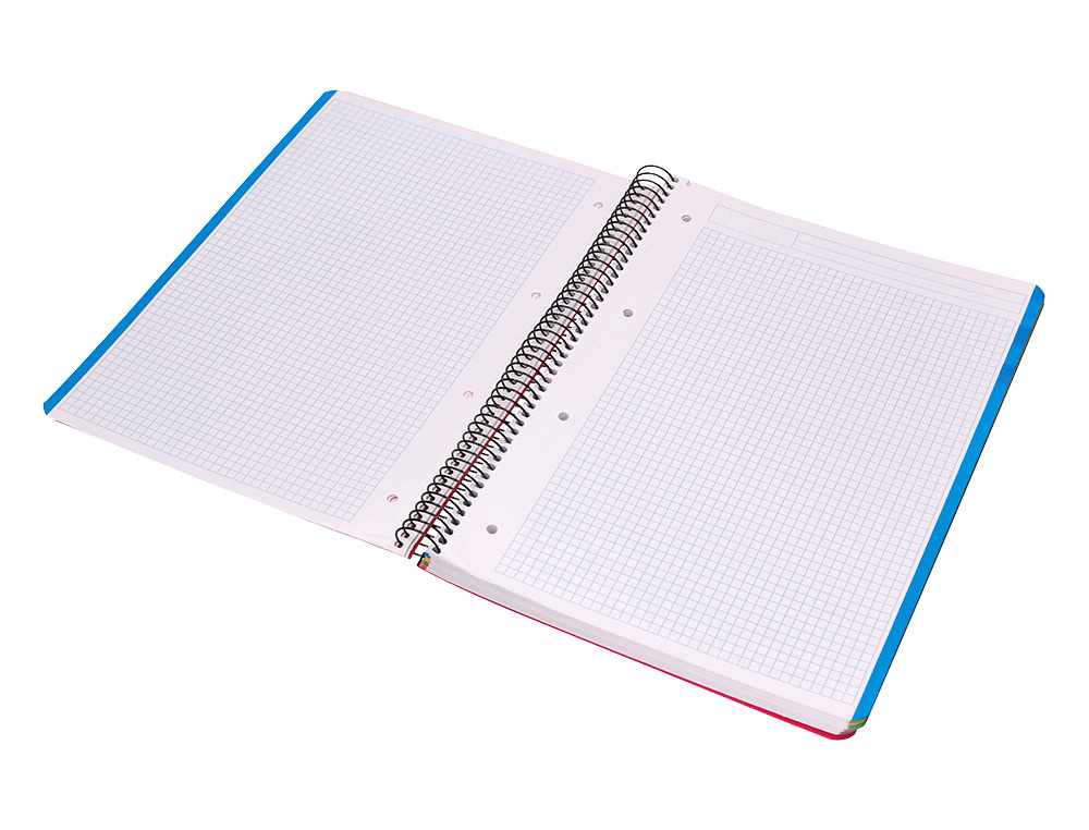 CUADERNO ESPIRAL LIDERPAPEL A4 MICRO THINK TAPA PLASTICO 140H 80GR CUADRO 5MM 5 BANDAS 4 TALADROS 4
