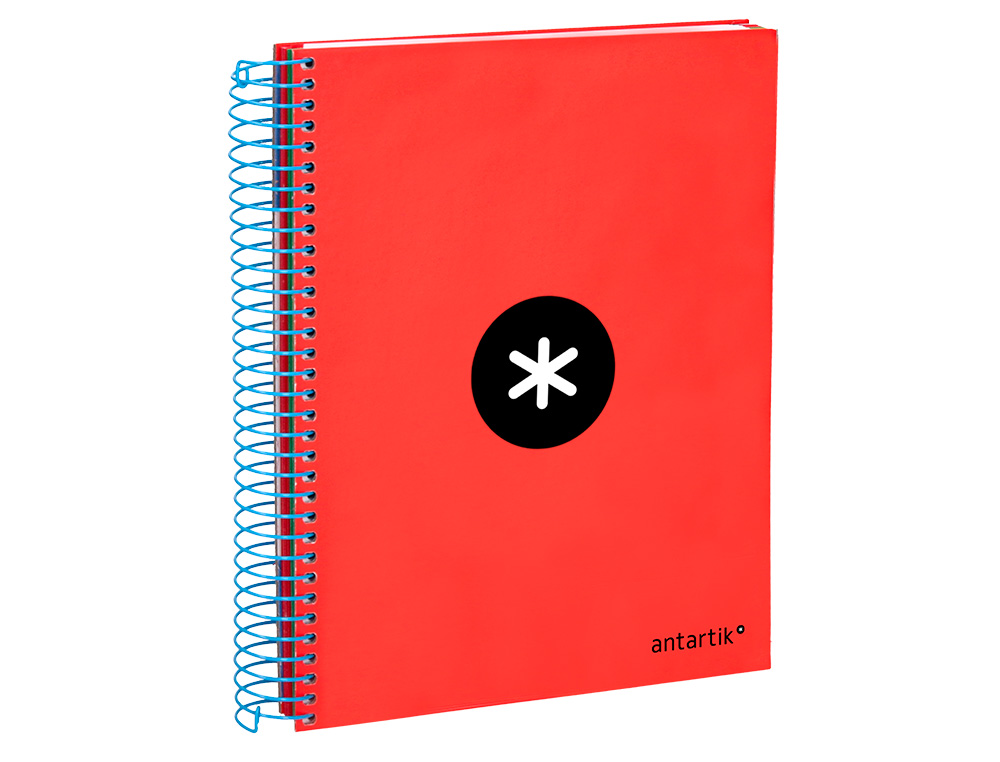 CUADERNO ESPIRAL A5 MICRO ANTARTIK TAPA FORRADA 120H 90 GR HORIZONTAL 5 BANDAS 6 TALADROS COLOR ROJO
