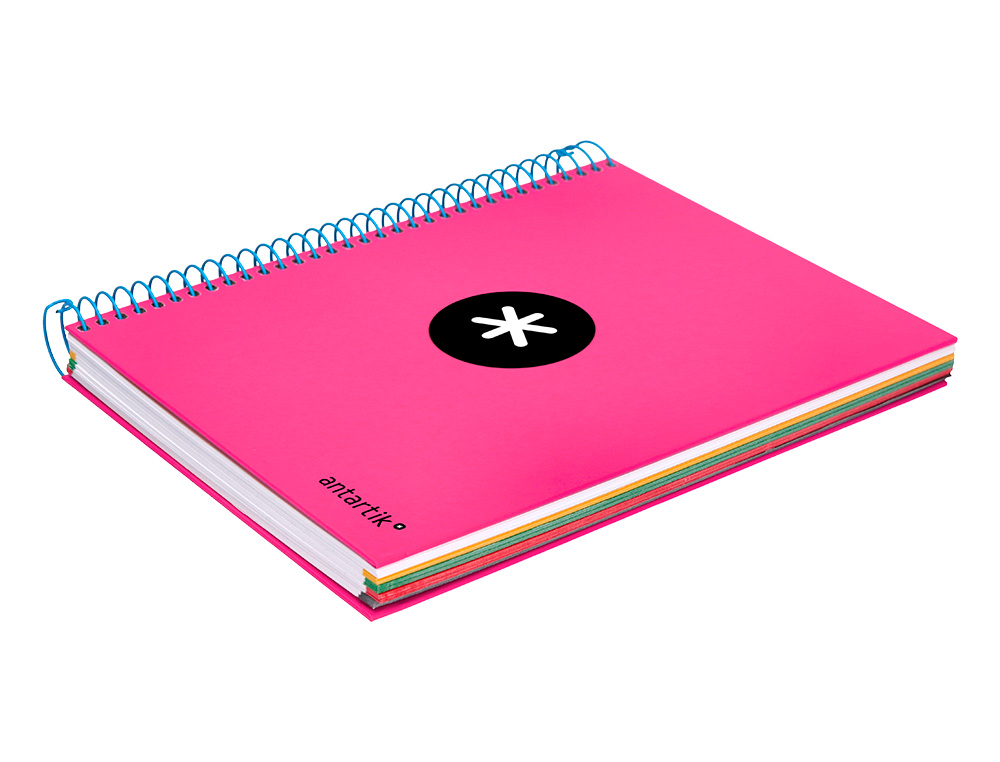 CUADERNO ESPIRAL A5 MICRO ANTARTIK TAPA FORRADA 120H 90 GR CUADRO 5MM 5 BANDA S 6 TALADROS COLOR ROSA
