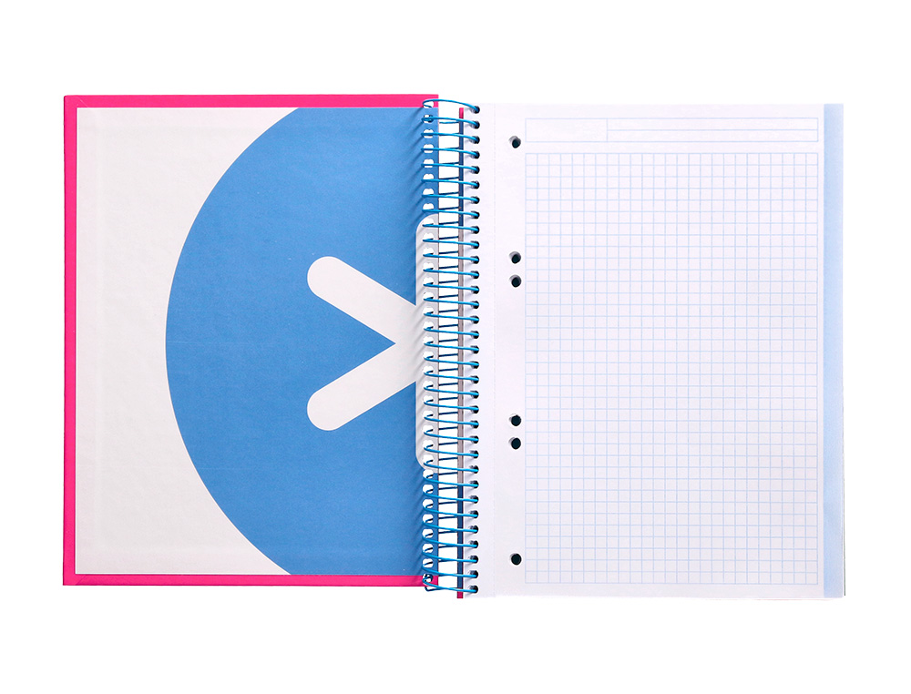CUADERNO ESPIRAL A5 MICRO ANTARTIK TAPA FORRADA 120H 90 GR CUADRO 5MM 5 BANDA S 6 TALADROS COLOR ROSA