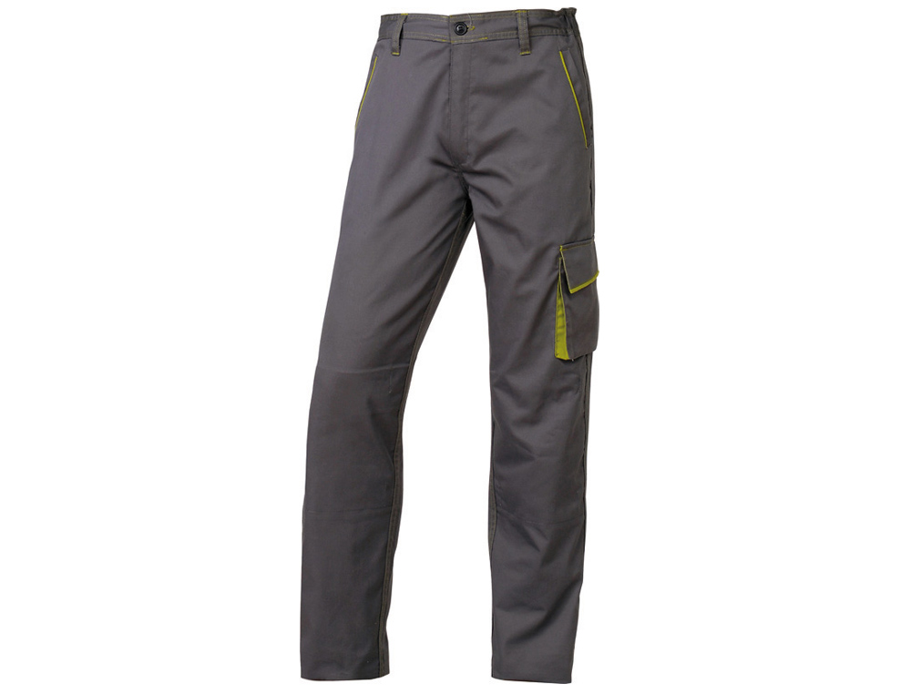 PANTALON DE TRABAJO DELTAPLUS CINTURA AJUSTABLE 5 BOLSILLOS COLOR GRIS VERDE TALLA XXL