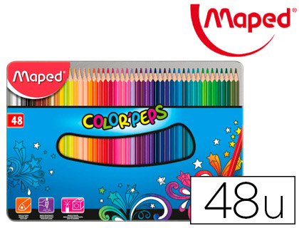 LAPICES DE COLORES MAPED COLOR PEPS CAJA METALICA DE 48 LAPICES COLORES SURTIDOS