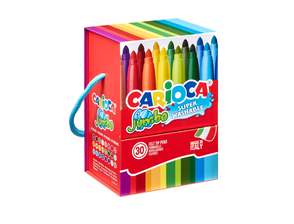 ROTULADOR CARIOCA JUMBO CAJA PREMIUM CON ASA 30 UNIDADES COLORES SURTIDOS