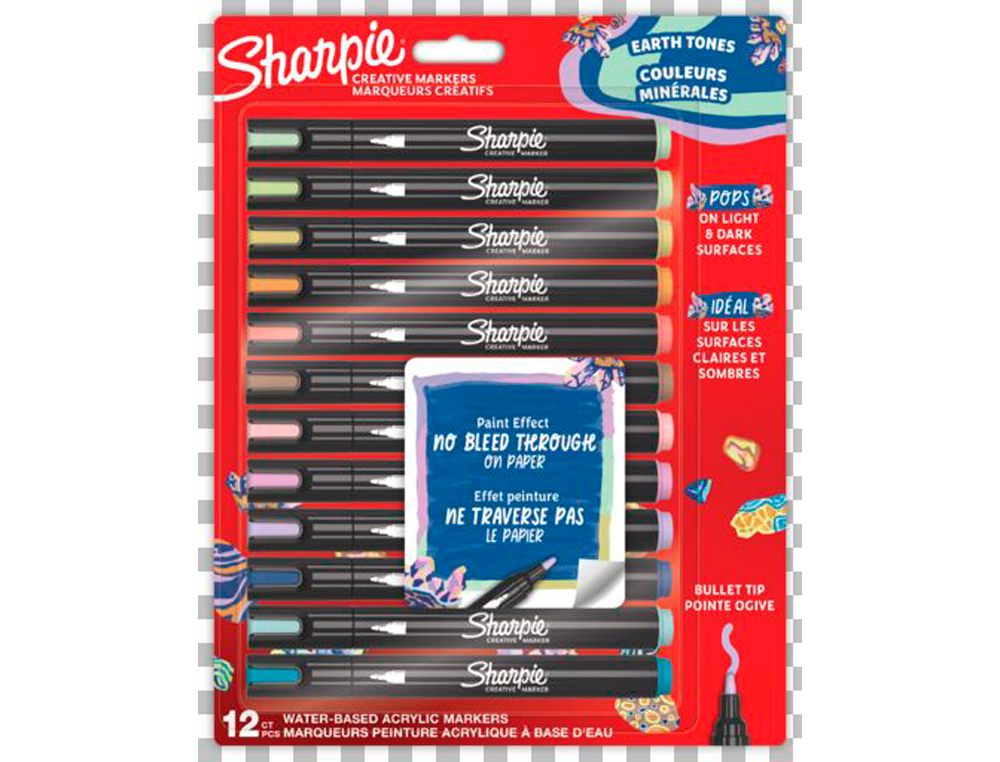 ROTULADOR SHARPIE ACRILICO EARTH TONES BLISTER DE 12 UNIDADES COLORES SURTIDOS